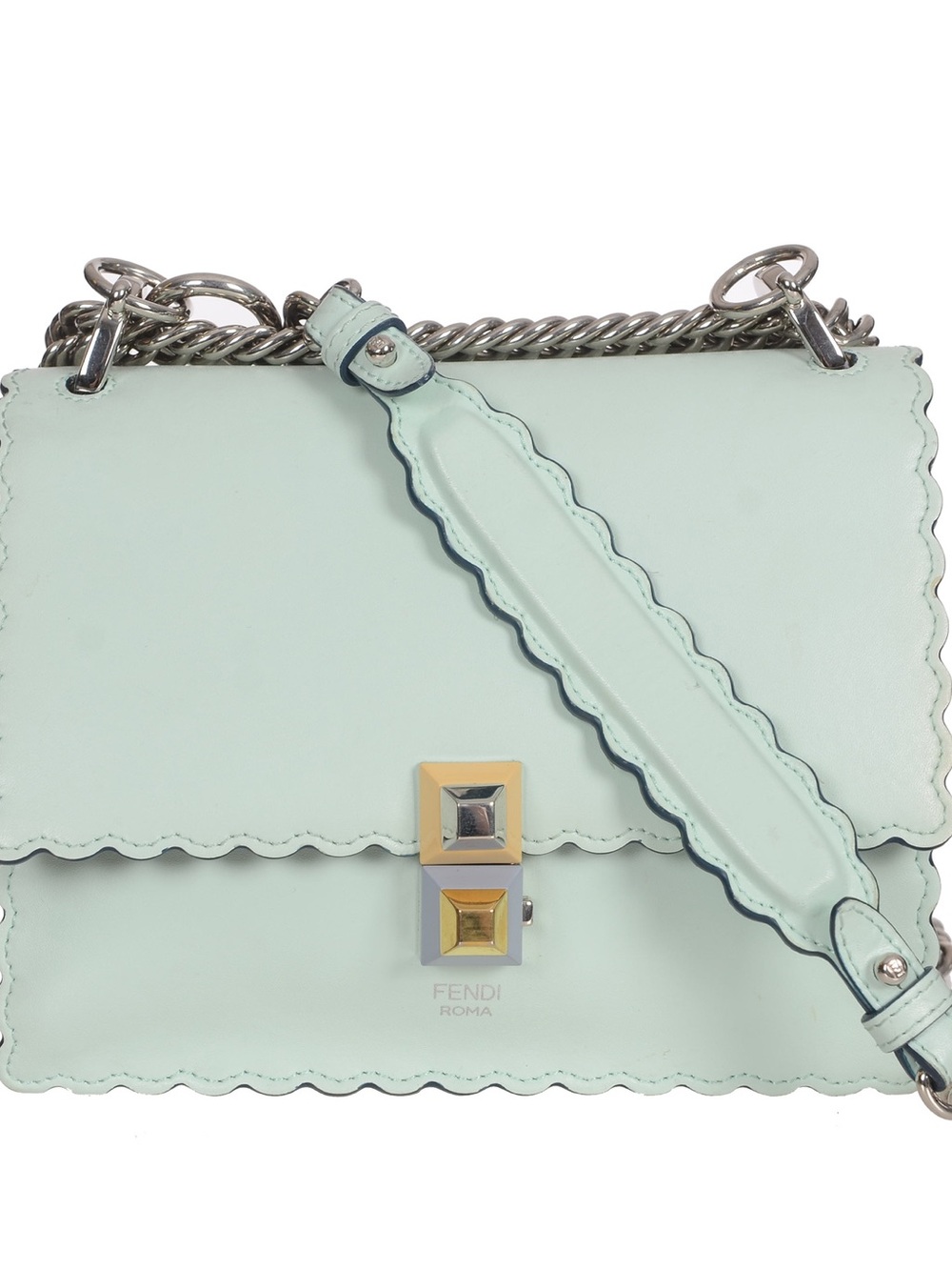 Fendi Scalloped Edge Mini Shoulder Bag in Light Mint